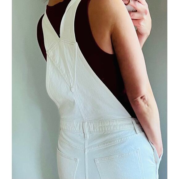 Abercrombie and Fitch Creamy White Wide Leg Denim Jean Overalls/Jumpsuit - Picture 3 of 17